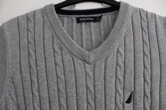 Nautica Mens Knitted Cable Tank Top Size large Grey chest  46 inch - Picture 4 of 5